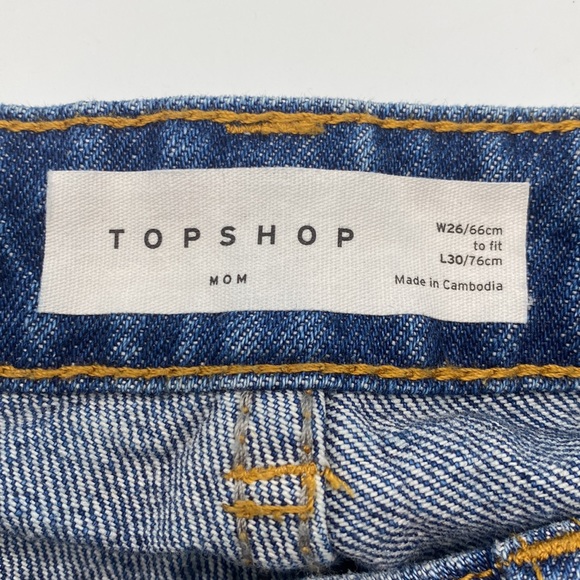 Topshop Mom Jeans high rise medium wash zipper fly straight leg 100% cotton - Picture 3 of 11